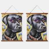 Funky Black Labrador Hangend Wandkleed (Dubbel)