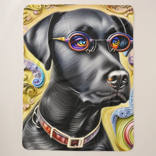 Funky Black Labrador Sherpa Deken (Voorkant)