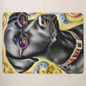 Funky Black Labrador Sherpa Deken (Voorkant (horizontaal))