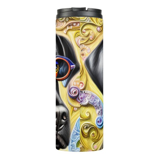 Funky Black Labrador Thermosbeker (Achterkant)