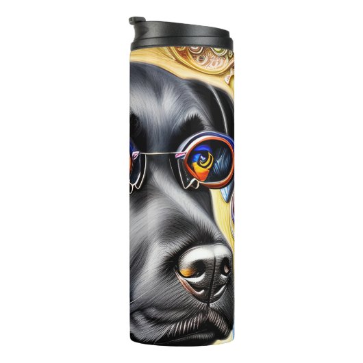Funky Black Labrador Thermosbeker (Geroteerd rechts)