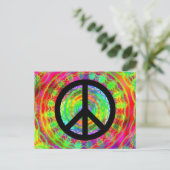 Funky Black Peace Sign Briefkaart (Staand voorkant)