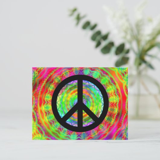Funky Black Peace Sign Briefkaart (Staand voorkant)