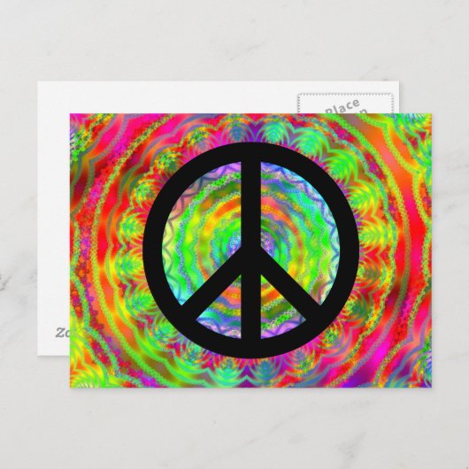 Funky Black Peace Sign Briefkaart (Voorkant / Achterkant)