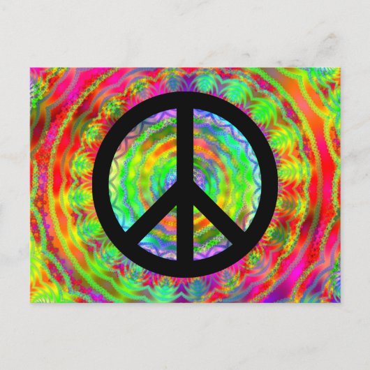 Funky Black Peace Sign Briefkaart (Voorkant)
