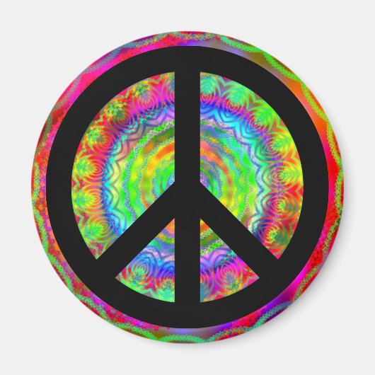 Funky Black Peace Sign Magneet (Voorkant)