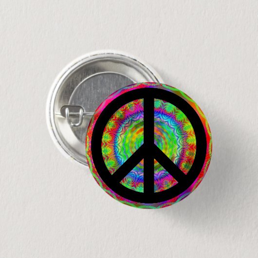 Funky Black Peace Sign Ronde Button 3,2 Cm (Voorkant /achterkant)