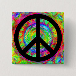 Funky Black Peace Sign Ronde Button 3,2 Cm