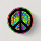 Funky Black Peace Sign Ronde Button 3,2 Cm (Voorkant)