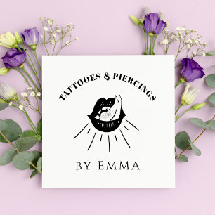 Funky Black & White Fire Flame Lips Tattoo Artist Vierkante Visitekaartje