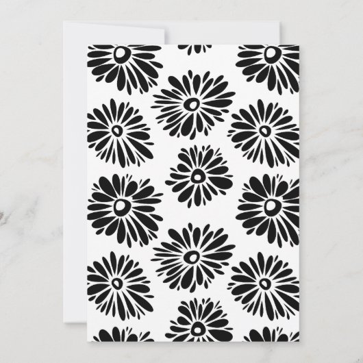 Funky Black White flower bruiloft Kaart (Achterkant)