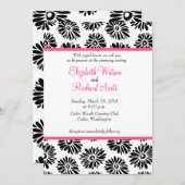 Funky Black White flower bruiloft Kaart (Voorkant / Achterkant)