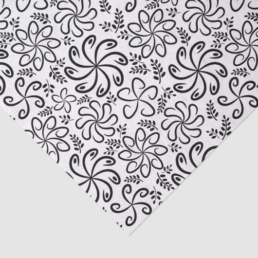 Funky black white flowers Tie Tissuepapier (Detail)