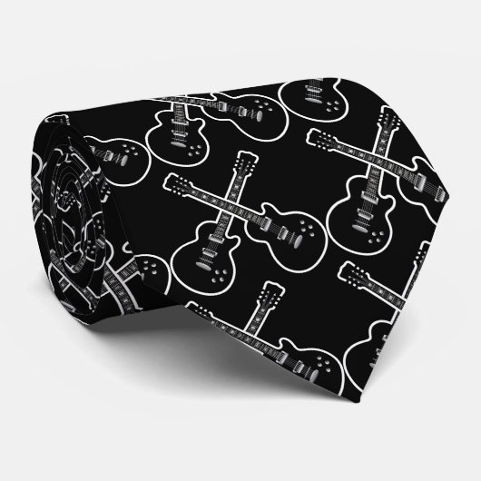 Funky Black & White Guiters Stropdas (Opgerold)