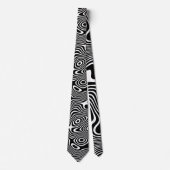 Funky Black/White quirky Winding Graphic Stripes Stropdas (Voorkant)