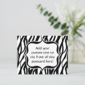 Funky Black/White Zebra Monogram Briefkaart (Staand voorkant)