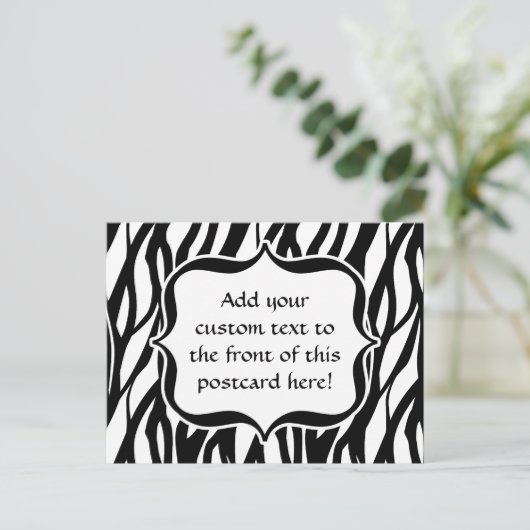 Funky Black/White Zebra Monogram Briefkaart (Staand voorkant)