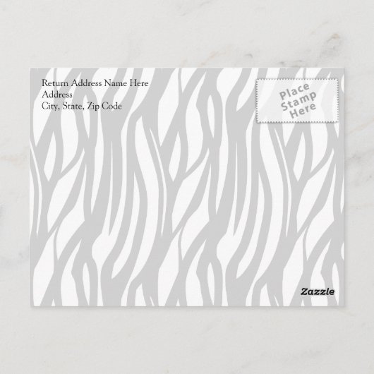 Funky Black/White Zebra Monogram Briefkaart (Achterkant)