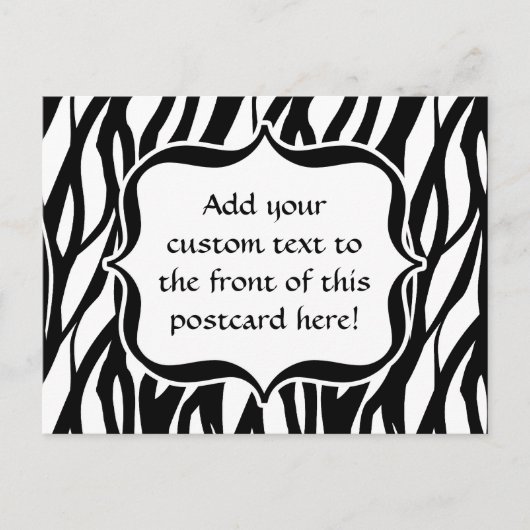 Funky Black/White Zebra Monogram Briefkaart (Voorkant)