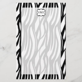 Funky Black/White Zebra Monogram Briefpapier