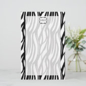 Funky Black/White Zebra Monogram Briefpapier (Staand voorkant)