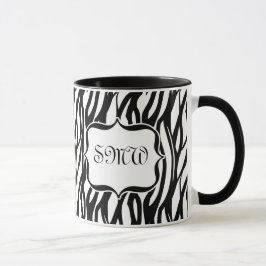 Funky Black/White Zebra Monogram Mok