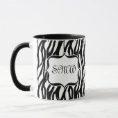 Funky Black/White Zebra Monogram Mok (Links)