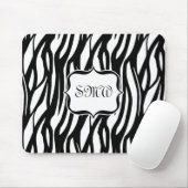 Funky Black/White Zebra Monogram Muismat (Met muis)