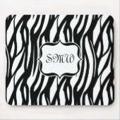 Funky Black/White Zebra Monogram Muismat (Voorkant)