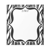 Funky Black/White Zebra Monogram Notitieblok (Voorkant)
