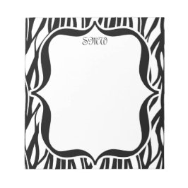 Funky Black/White Zebra Monogram Notitieblok