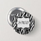 Funky Black/White Zebra Monogram Ronde Button 5,7 Cm (Voorkant /achterkant)