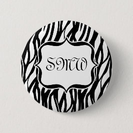Funky Black/White Zebra Monogram Ronde Button 5,7 Cm