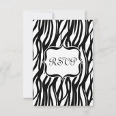 Funky Black/White Zebra Monogram RSVP Kaartje (Voorkant)