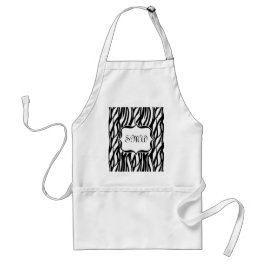 Funky Black/White Zebra Monogram Standaard Schort