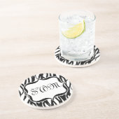 Funky Black/White Zebra Monogram Zandsteen Onderzetter (Zijkant)