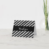 Funky Black White Zebra Stripes Bedankkaart (Voorkant)