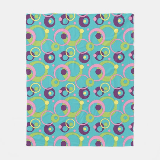 Funky Blauwe Cirkels Fleece Deken (Voorkant)
