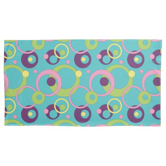 Funky Blauwe Cirkels Kussenhoes (Voorkant)