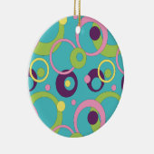 Funky Blauwe Cirkels Ornament (Rechts)