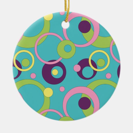 Funky Blauwe Cirkels Ornament (Voorkant)