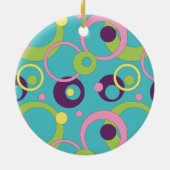 Funky Blauwe Cirkels Ornament (Achterkant)