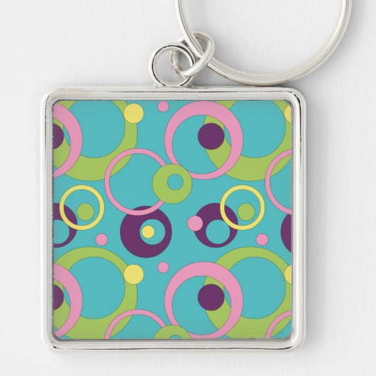 Funky Blauwe Cirkels Sleutelhanger (Voorkant)