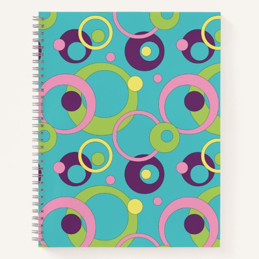 Funky Blauwe Cirkels Spiraal Notebook Notitieboek (Voorkant)