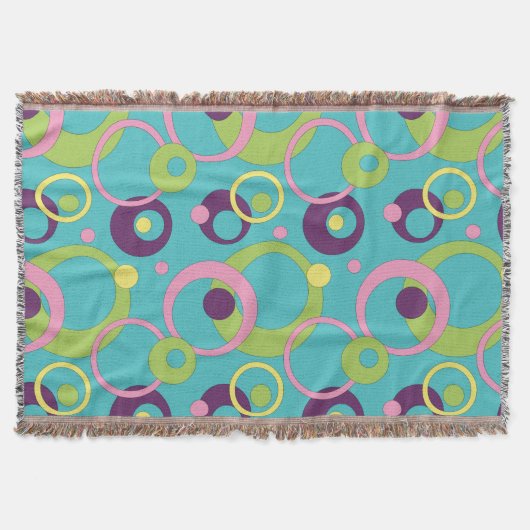 Funky Blauwe Cirkels Worpdeken Deken (Voorkant)