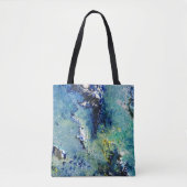 Funky Blauwgroen Abstracte Art Bag Tote Bag (Voorkant)