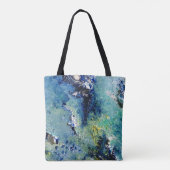 Funky Blauwgroen Abstracte Art Bag Tote Bag (Achterkant)
