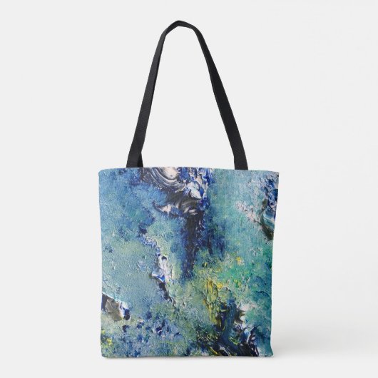 Funky Blauwgroen Abstracte Art Bag Tote Bag (Achterkant)