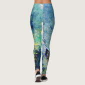 Funky Blauwgroen Abstracte Art Leggings (Achterkant)
