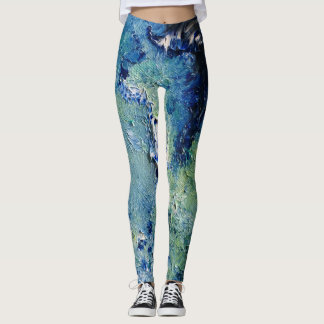 Funky Blauwgroen Abstracte Art Leggings